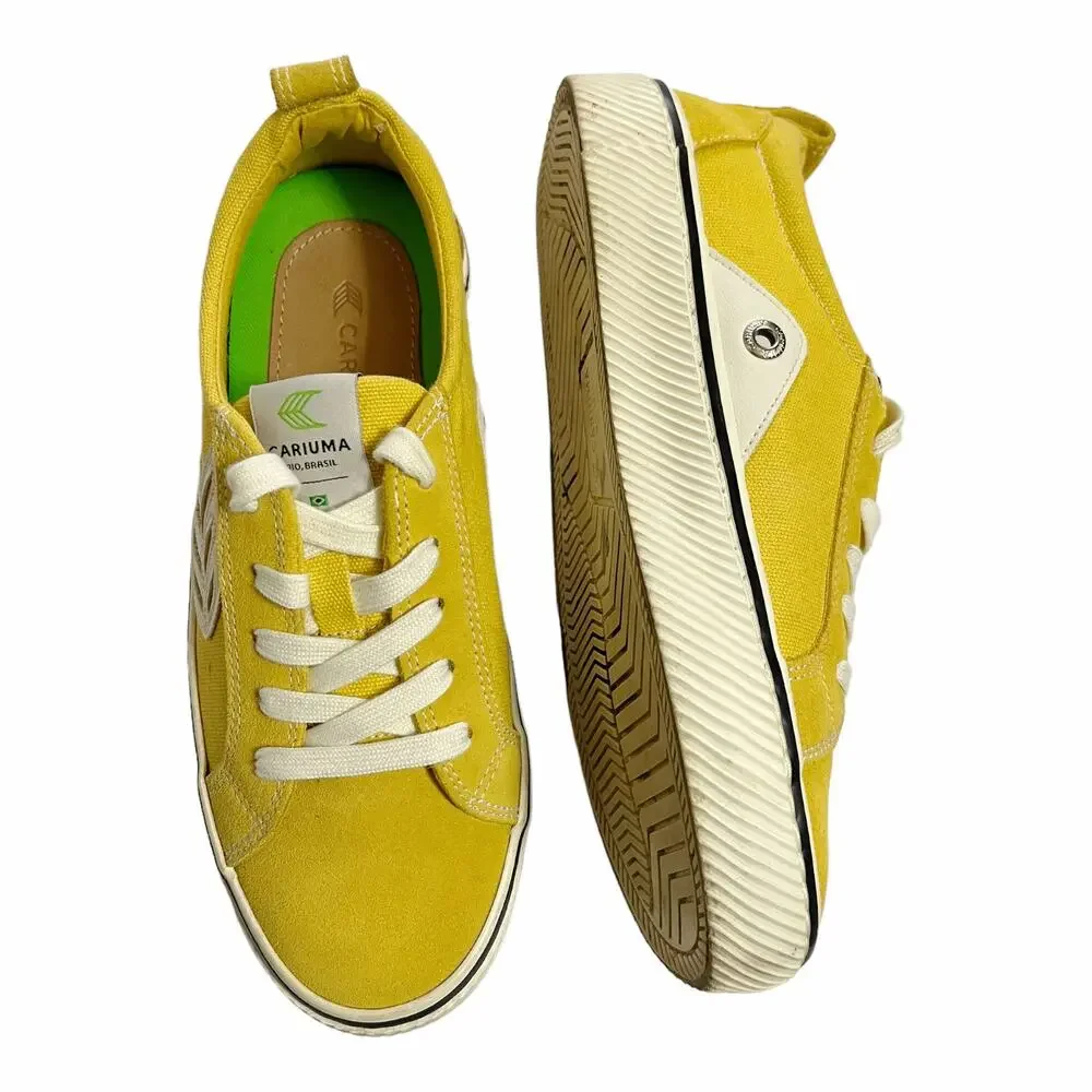 CARIUMA Yellow Sneakers OCA Low Canvas Lace Up Logo Round Toe Shoes EU 37 US 6.5 - Picture 3 of 12